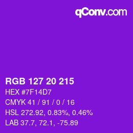 Color code: RGB 127 20 215 | qconv.com