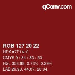 Color code: RGB 127 20 22 | qconv.com