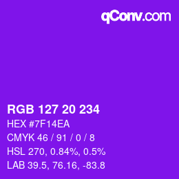 Color code: RGB 127 20 234 | qconv.com