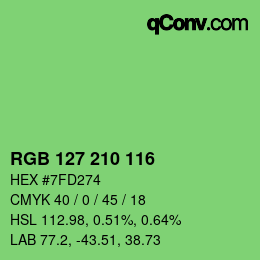 カラーコード: RGB 127 210 116 | qconv.com