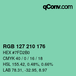 カラーコード: RGB 127 210 176 | qconv.com