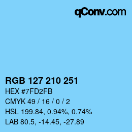 カラーコード: RGB 127 210 251 | qconv.com