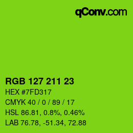 Color code: RGB 127 211 23 | qconv.com
