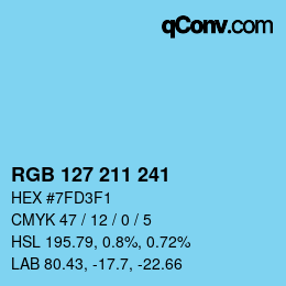 Color code: RGB 127 211 241 | qconv.com