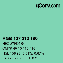 Color code: RGB 127 213 180 | qconv.com