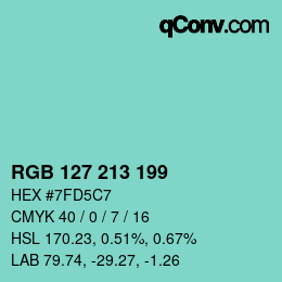 Color code: RGB 127 213 199 | qconv.com