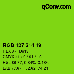 Color code: RGB 127 214 19 | qconv.com