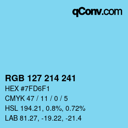 Color code: RGB 127 214 241 | qconv.com