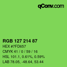 Código de color: RGB 127 214 87 | qconv.com