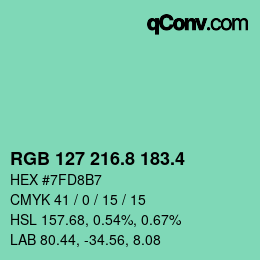 カラーコード: RGB 127 216.8 183.4 | qconv.com