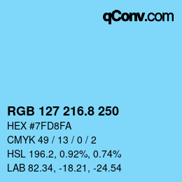 カラーコード: RGB 127 216.8 250 | qconv.com