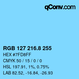 カラーコード: RGB 127 216.8 255 | qconv.com