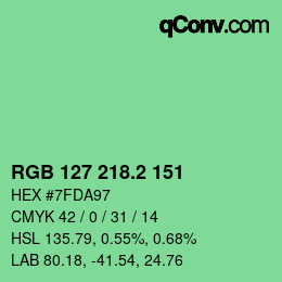 カラーコード: RGB 127 218.2 151 | qconv.com