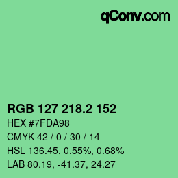 カラーコード: RGB 127 218.2 152 | qconv.com