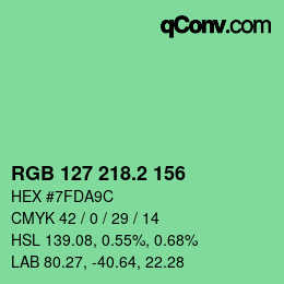カラーコード: RGB 127 218.2 156 | qconv.com