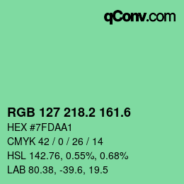 カラーコード: RGB 127 218.2 161.6 | qconv.com