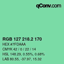 カラーコード: RGB 127 218.2 170 | qconv.com