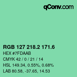 カラーコード: RGB 127 218.2 171.6 | qconv.com