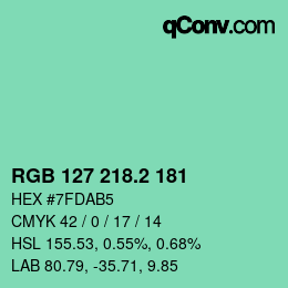 カラーコード: RGB 127 218.2 181 | qconv.com