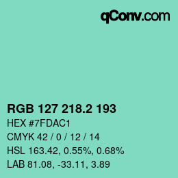カラーコード: RGB 127 218.2 193 | qconv.com