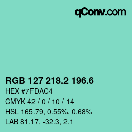 カラーコード: RGB 127 218.2 196.6 | qconv.com