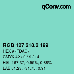 カラーコード: RGB 127 218.2 199 | qconv.com