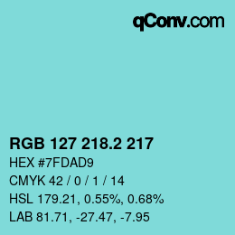 Color code: RGB 127 218.2 217 | qconv.com