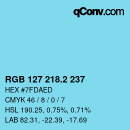 カラーコード: RGB 127 218.2 237 | qconv.com