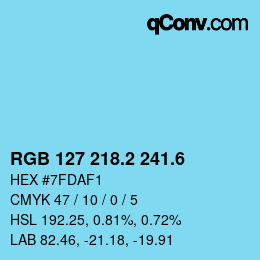 カラーコード: RGB 127 218.2 241.6 | qconv.com