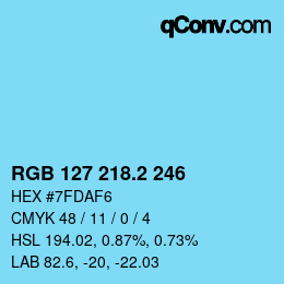 カラーコード: RGB 127 218.2 246 | qconv.com