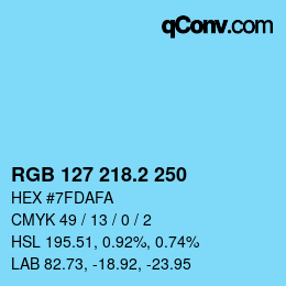 カラーコード: RGB 127 218.2 250 | qconv.com