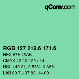 カラーコード: RGB 127 218.6 171.6 | qconv.com