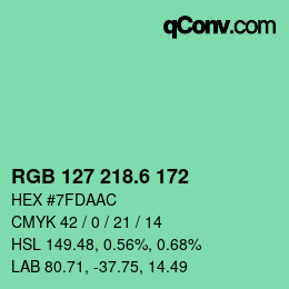 カラーコード: RGB 127 218.6 172 | qconv.com