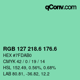 カラーコード: RGB 127 218.6 176.6 | qconv.com