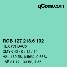 カラーコード: RGB 127 218.6 192 | qconv.com