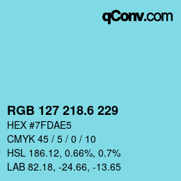 カラーコード: RGB 127 218.6 229 | qconv.com