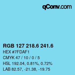カラーコード: RGB 127 218.6 241.6 | qconv.com