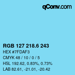 カラーコード: RGB 127 218.6 243 | qconv.com