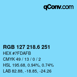 カラーコード: RGB 127 218.6 251 | qconv.com