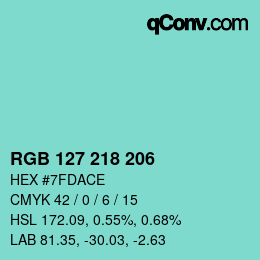 Color code: RGB 127 218 206 | qconv.com