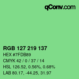 カラーコード: RGB 127 219 137 | qconv.com