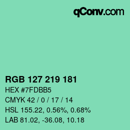Color code: RGB 127 219 181 | qconv.com