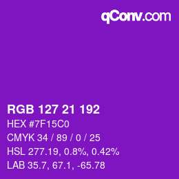 カラーコード: RGB 127 21 192 | qconv.com