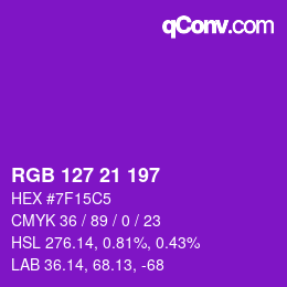 Color code: RGB 127 21 197 | qconv.com