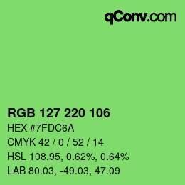 Color code: RGB 127 220 106 | qconv.com