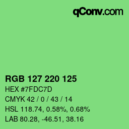 Color code: RGB 127 220 125 | qconv.com