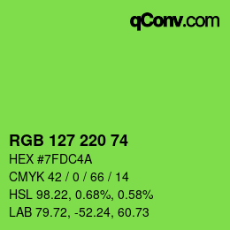 Color code: RGB 127 220 74 | qconv.com