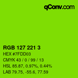 カラーコード: RGB 127 221 3 | qconv.com