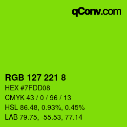 カラーコード: RGB 127 221 8 | qconv.com