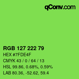 颜色代码: RGB 127 222 79 | qconv.com